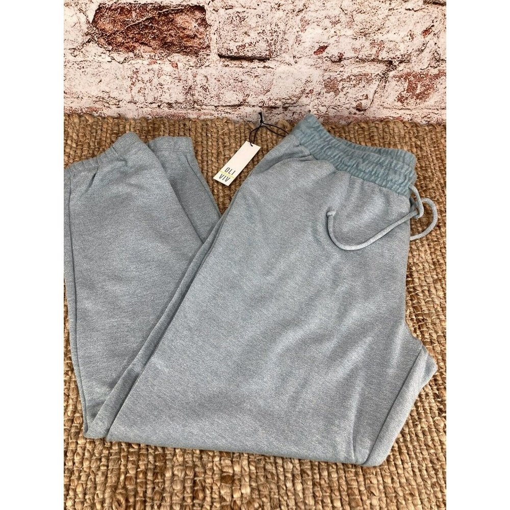 Oli Viv Women's Mint Green Fleece Joggers Sweatpants Sweats Drawstring XL